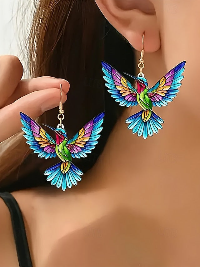 Elegant Hummingbird Acrylic Hoop Earrings for Women 1# 2# 3# 1#-2#-3#-4#-5#-6#-7#-