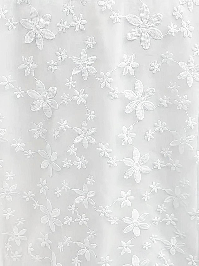 Elegant Sleeveless White Floral Lace Dress with Ruffle Trim for Summer White / S White / M White / L White / S-White / M-White / L-White / XL-White / 2XL-White / 3XL-