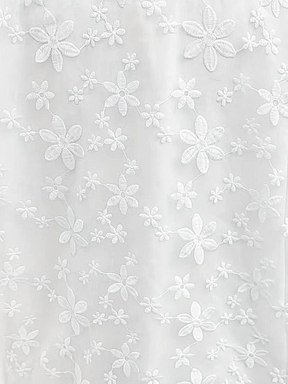 Elegant Sleeveless White Floral Lace Dress with Ruffle Trim for Summer White / S White / M White / L White / S-White / M-White / L-White / XL-White / 2XL-White / 3XL-
