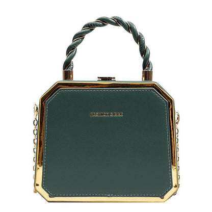 Chic & Versatile Women's PU Leather Crossbody Handbag - Waterproof Daily Style with Chain Detail Beige Pink Dark Green Beige-Pink-Dark Green-Brown-Green-Black-