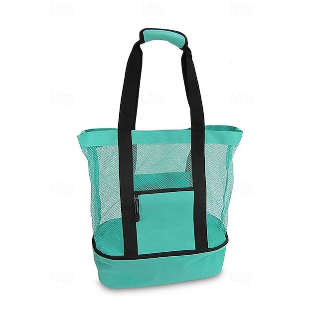 Stylish Insulated Mesh Tote Bags for Women - Large Capacity Casual Shoulder Bag Green Blue Black Green-Blue-Black-Rose Pink-