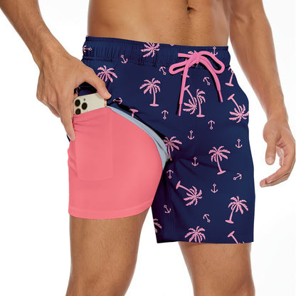 Mens Swim Trunks with Compression Liner Quick Dry Swimming Trunks Swimsuit
