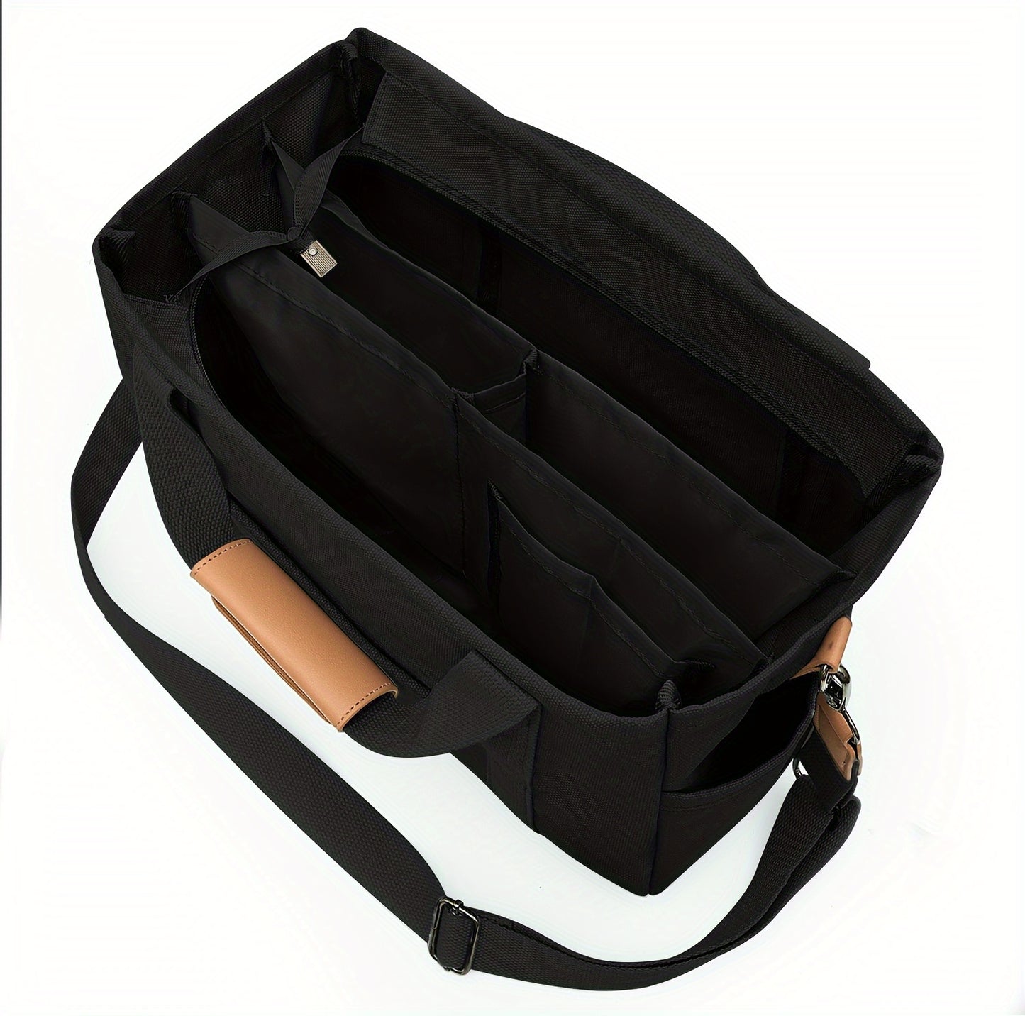 Women's Canvas Tote Bag with Multiple Pockets - Cute Crossbody Shoulder Purse for Work & Travel, Pink Mommy Handbag with Adjustable Strap