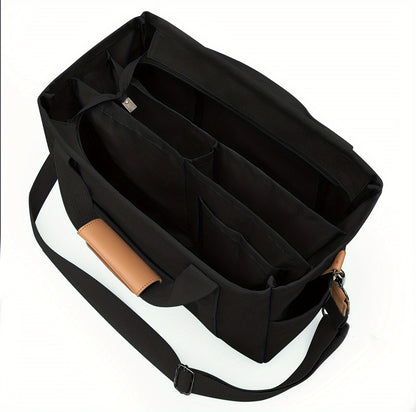 Women's Canvas Tote Bag with Multiple Pockets - Cute Crossbody Shoulder Purse for Work & Travel, Pink Mommy Handbag with Adjustable Strap