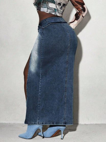 Split Denim Maxi Skirt Medium / S Medium / M Medium / L Medium / S-Medium / M-Medium / L-Medium / XL-Medium / 2XL-