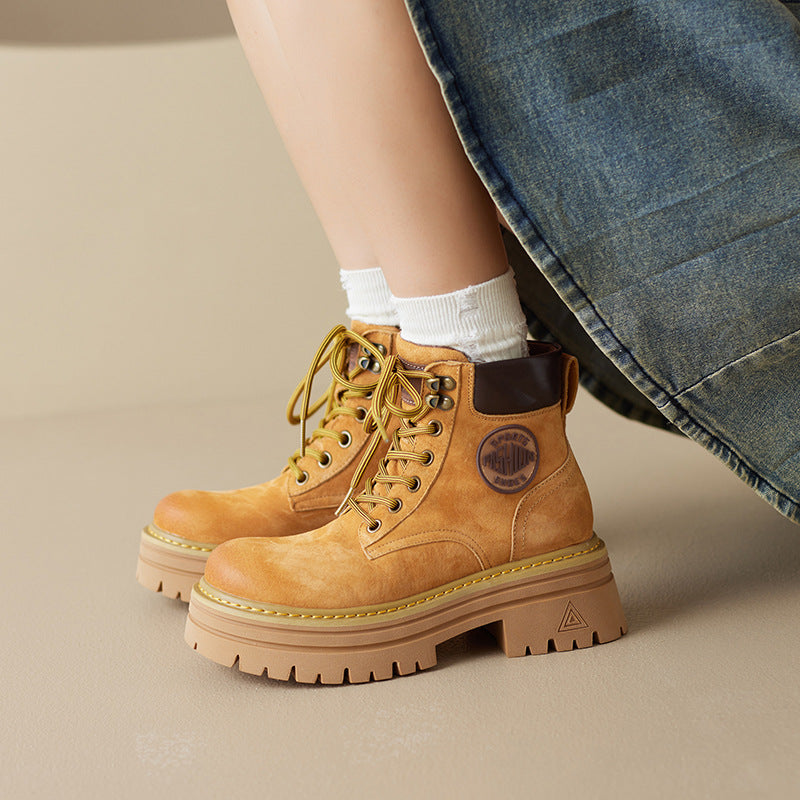 Round Toe Platform Lace Up Boots Caramel / 38(US7) Caramel / 39(US8) Caramel / 40(US9) Caramel / 38(US7)-Caramel / 39(US8)-Caramel / 40(US9)-Blush Pink / 35(US4)-Blush Pink / 36(US5)-Blush Pink / 37(US6)-Blush Pink / 38(US7)-Blush Pink / 39(US8)-Blush Pink / 40(US9)-Caramel / 35(US4)-Caramel / 36(US5)-Caramel / 37(US6)-