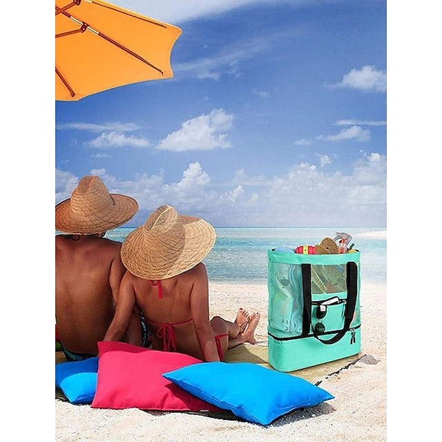 Stylish Insulated Mesh Tote Bags for Women - Large Capacity Casual Shoulder Bag Green Blue Black Green-Blue-Black-Rose Pink-