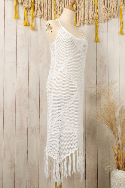 Chic Crisscross Knot Back Tasseled Beach Dress – Perfect for Sun-Kissed Days!