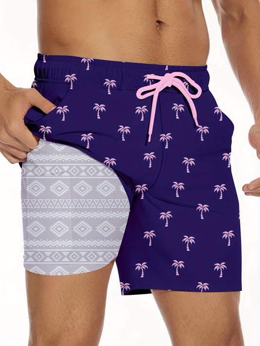 Men'S Swimming Trunks, 5-Inch Inner-Sewn Quick-Drying Shorts with Compression Lining