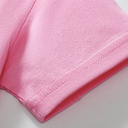 Colorful Comfort: 3-Piece Girls' Crew Neck Cotton Tee Set in Rose Red, Blue & Pink Rose Red+Blue+Pink / 4 Years(110cm) Rose Red+Blue+Pink / 4-5 Years(120cm) Rose Red+Blue+Pink / 5-6 Years(130cm) Rose Red+Blue+Pink / 4 Years(110cm)-Rose Red+Blue+Pink / 4-5 Years(120cm)-Rose Red+Blue+Pink / 5-6 Years(130cm)-Rose Red+Blue+Pink / 7-8 Years(140cm)-