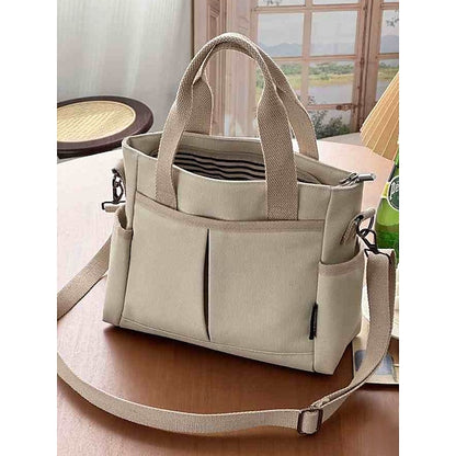 Versatile Women's Canvas Tote Crossbody Bag with Multiple Pockets - Stylish and Spacious for Daily Use Green Black Khaki Green-Black-Khaki-White-