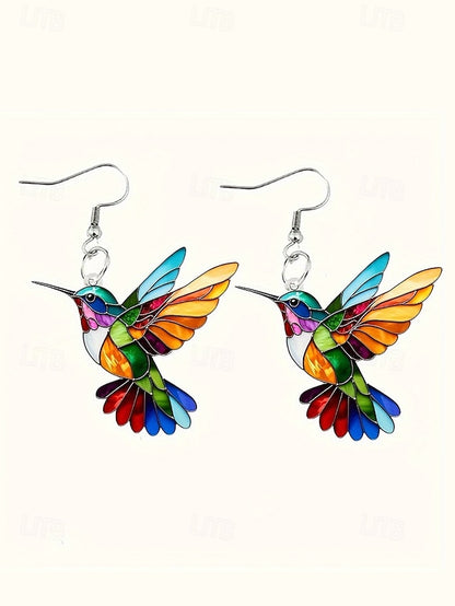 Elegant Hummingbird Acrylic Hoop Earrings for Women 1# 2# 3# 1#-2#-3#-4#-5#-6#-7#-