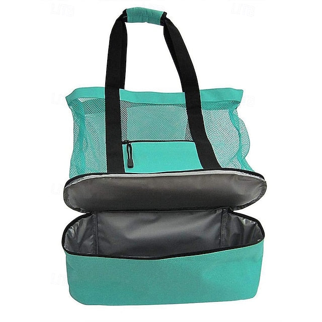 Stylish Insulated Mesh Tote Bags for Women - Large Capacity Casual Shoulder Bag Green Blue Black Green-Blue-Black-Rose Pink-