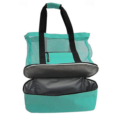 Stylish Insulated Mesh Tote Bags for Women - Large Capacity Casual Shoulder Bag Green Blue Black Green-Blue-Black-Rose Pink-