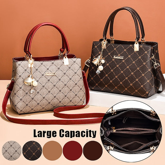 Chic PU Leather Boston Bag - Large Capacity Crossbody & Shoulder Handbag Light maple leaf with red light maple leaf with coffee Light maple leaf with primary color Light maple leaf with red-light maple leaf with coffee-Light maple leaf with primary color-Dark Maple Leaf with Bronze-Dark maple leaf with primary color-Dark maple leaf with red-dark maple leaf with coffee-