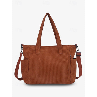 Stylish Women’s Corduroy Crossbody Hobo Bag with Multiple Pockets and Large Brown White Black Brown-White-Black-Green-