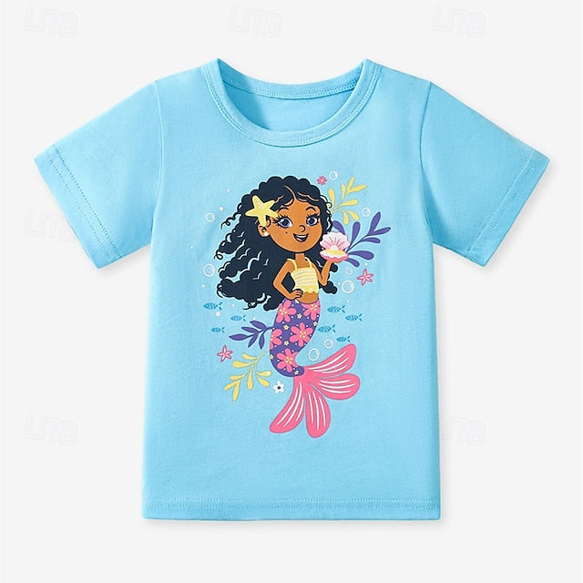 Colorful Comfort: 3-Piece Girls' Crew Neck Cotton Tee Set in Rose Red, Blue & Pink Rose Red+Blue+Pink / 4 Years(110cm) Rose Red+Blue+Pink / 4-5 Years(120cm) Rose Red+Blue+Pink / 5-6 Years(130cm) Rose Red+Blue+Pink / 4 Years(110cm)-Rose Red+Blue+Pink / 4-5 Years(120cm)-Rose Red+Blue+Pink / 5-6 Years(130cm)-Rose Red+Blue+Pink / 7-8 Years(140cm)-