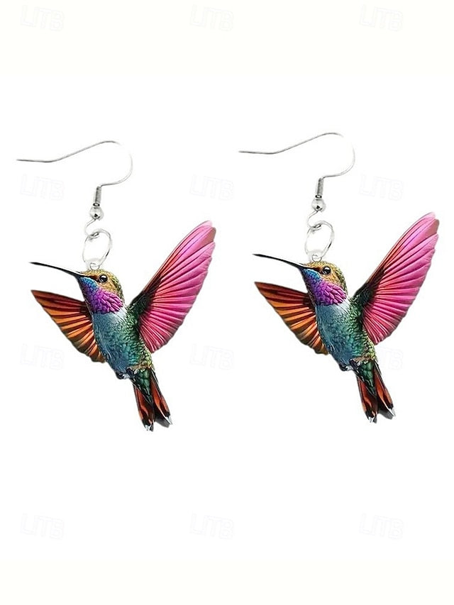 Elegant Hummingbird Acrylic Hoop Earrings for Women 1# 2# 3# 1#-2#-3#-4#-5#-6#-7#-