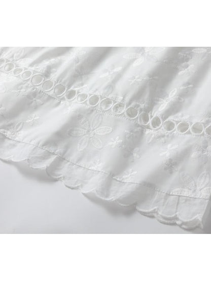 Elegant Sleeveless White Floral Lace Dress with Ruffle Trim for Summer White / S White / M White / L White / S-White / M-White / L-White / XL-White / 2XL-White / 3XL-