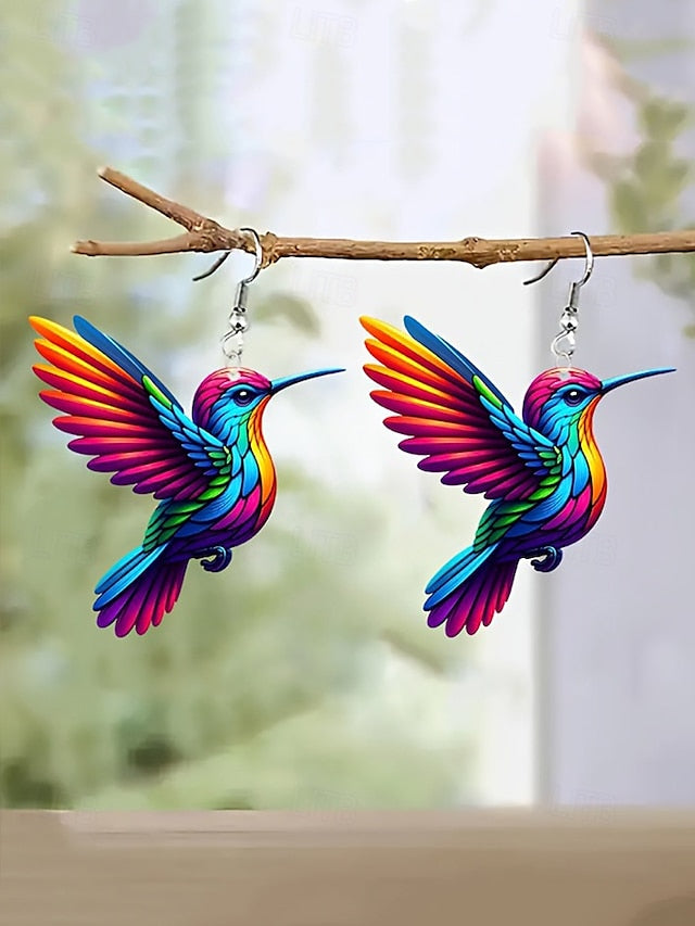 Elegant Hummingbird Acrylic Hoop Earrings for Women 1# 2# 3# 1#-2#-3#-4#-5#-6#-7#-