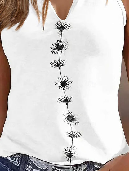 Floral V-Neck Camisole Tank Top for Women - Casual Sleeveless Style in Black, White, and Green White / S White / M White / L White / S-White / M-White / L-White / XL-White / 2XL-Black / S-Black / M-Black / L-Black / XL-Black / 2XL-Green / S-Green / M-Green / L-Green / XL-Green / 2XL-