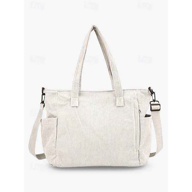 Stylish Women’s Corduroy Crossbody Hobo Bag with Multiple Pockets and Large Brown White Black Brown-White-Black-Green-