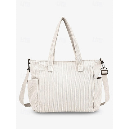 Stylish Women’s Corduroy Crossbody Hobo Bag with Multiple Pockets and Large Brown White Black Brown-White-Black-Green-