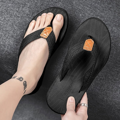 Men's Breathable Nylon Flip Flops - Comfortable Slip-Resistant