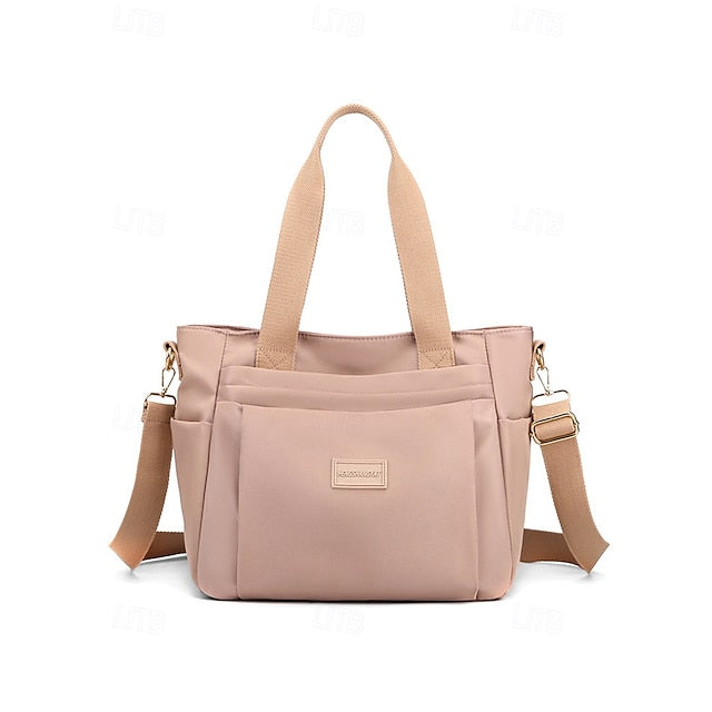 Stylish Waterproof Nylon Tote and Crossbody Bag with Multiple Pockets Light Pink Green Light Green Light Pink-Green-Light Green-Light Purple-Khaki-Grey-Blue-Black-