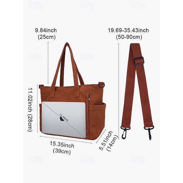 Stylish Women’s Corduroy Crossbody Hobo Bag with Multiple Pockets and Large Brown White Black Brown-White-Black-Green-