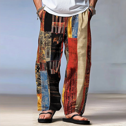 Men's Hawaiian Patchwork Casual Trousers – Versatile Summer & Outdoor Wear