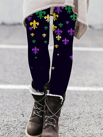 Cozy Chic: Women's High-Waist Graphic Print Thermal Leggings for Fall & Winter
