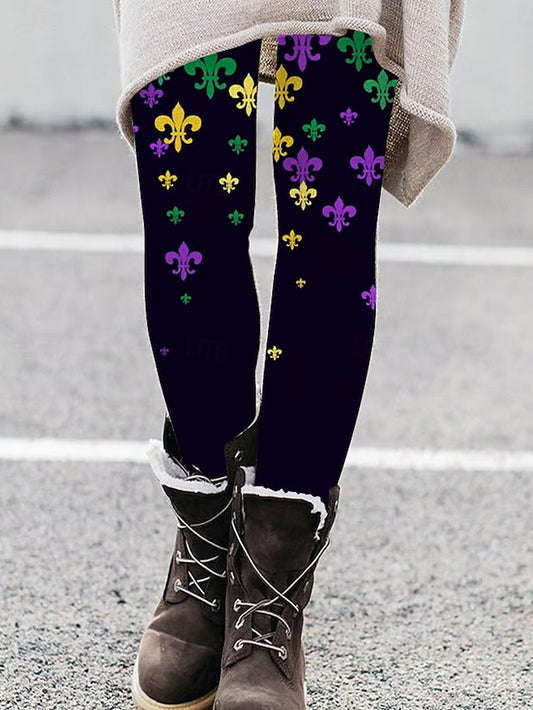 Cozy Chic: Women's High-Waist Graphic Print Thermal Leggings for Fall & Winter Black / S Black / M 