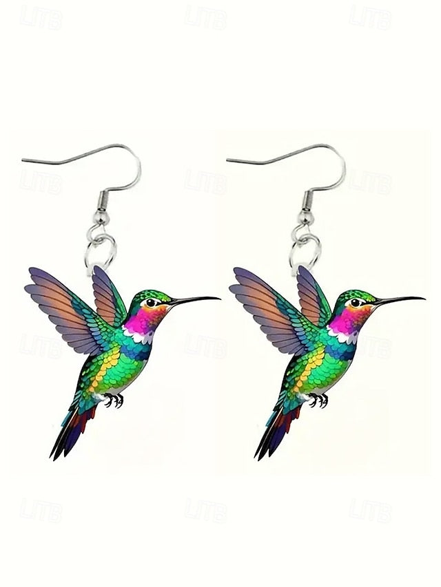 Elegant Hummingbird Acrylic Hoop Earrings for Women 1# 2# 3# 1#-2#-3#-4#-5#-6#-7#-