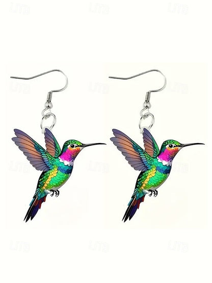 Elegant Hummingbird Acrylic Hoop Earrings for Women 1# 2# 3# 1#-2#-3#-4#-5#-6#-7#-