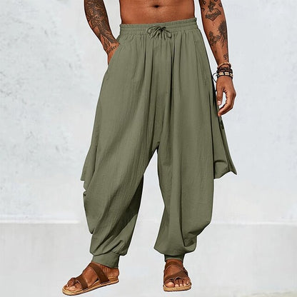 Men's Breathable Linen Harem Pants - Casual Summer Trousers with Drawstring Waist Khaki / S Khaki / M Khaki / L Khaki / S-Khaki / M-Khaki / L-Khaki / XL-Khaki / XXL-Khaki / 3XL-Khaki / 4XL-Khaki / 5XL-Green / S-Green / M-Green / L-Green / XL-Green / XXL-Green / 3XL-Green / 4XL-Green / 5XL-Black / S-Black / M-Black / L-Black / XL-Black / XXL-Black / 3XL-Black / 4XL-Black / 5XL-
