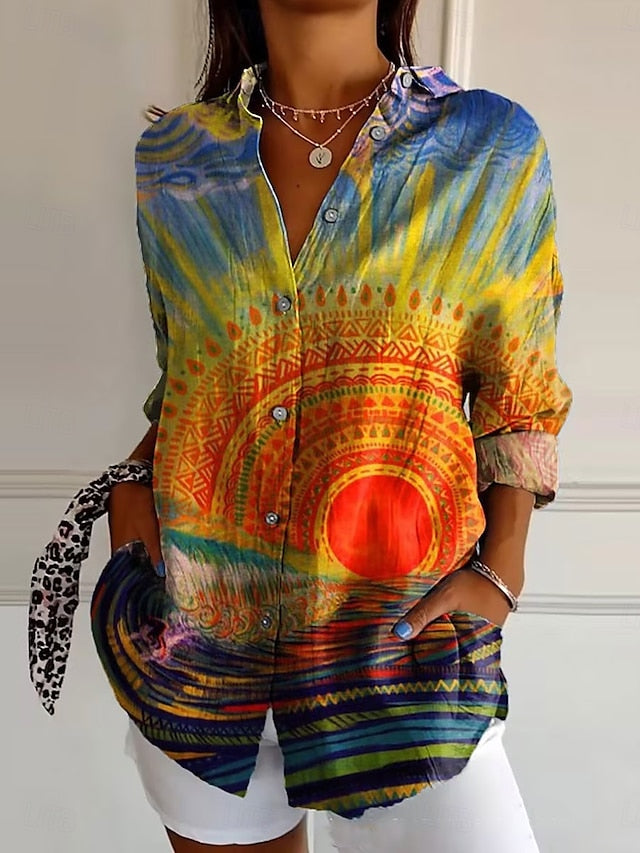 Floral Casual Long Sleeve Women's Shirt - Stylish Blue Button Blue / S Blue / M Blue / L Blue / S-Blue / M-Blue / L-Blue / XL-Blue / 2XL-Purple / S-Purple / M-Purple / L-Purple / XL-Purple / 2XL-Yellow / S-Yellow / M-Yellow / L-Yellow / XL-Yellow / 2XL-Red / S-Red / M-Red / L-Red / XL-Red / 2XL-Pink / S-Pink / M-Pink / L-Pink / XL-Pink / 2XL-White / S-White / M-White / L-White / XL-White / 2XL-
