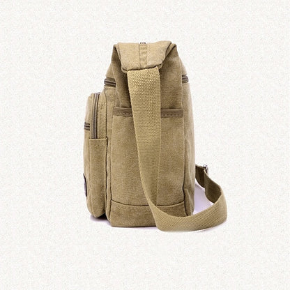 Versatile Men's Canvas Crossbody Bag - Shoulder Tote with Large Capacity Army Green Coffee khaki Army Green-Coffee-khaki-Black-Blue-