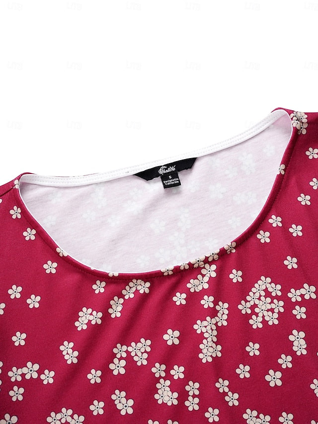 Stylish Women's Mini Casual T-Shirt Dress - Perfect for Vacation and Daily Wear Maroon / S Maroon / M Maroon / L Maroon / S-Maroon / M-Maroon / L-Maroon / XL-Maroon / 2XL-Pink / S-Pink / M-Pink / L-Pink / XL-Pink / 2XL-Blue / S-Blue / M-Blue / L-Blue / XL-Blue / 2XL-