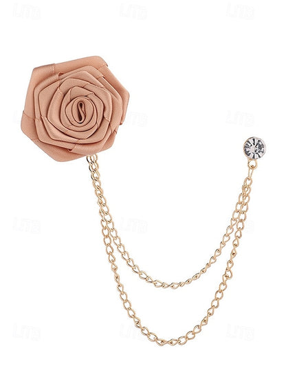 Elegant Men's Rose Brooch: Stylish Accessory for Weddings and Business Casual White Black Burgundy White-Black-Burgundy-Red-Light Cyan-Sky Blue-Gray-Champagne-Dark Blue-Pink-Royal Blue-Purple-