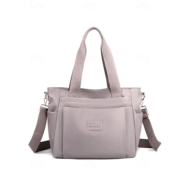 Stylish Waterproof Nylon Tote and Crossbody Bag with Multiple Pockets Light Pink Green Light Green Light Pink-Green-Light Green-Light Purple-Khaki-Grey-Blue-Black-