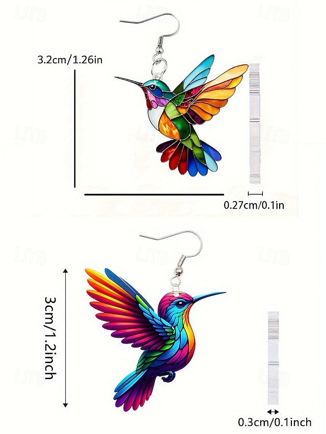 Elegant Hummingbird Acrylic Hoop Earrings for Women 1# 2# 3# 1#-2#-3#-4#-5#-6#-7#-