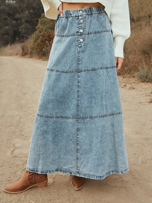 Chic High-Waist Denim Maxi Skirt for Effortless Summer Style Blue / S Blue / M Blue / L Blue / S-Blue / M-Blue / L-Blue / XL-