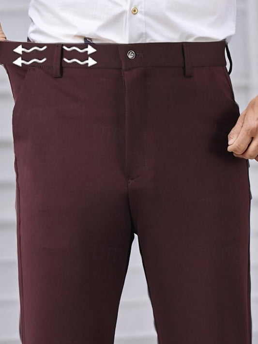 Elegant Men's Dress Pants: Wrinkle-Resistant Straight Leg Trousers