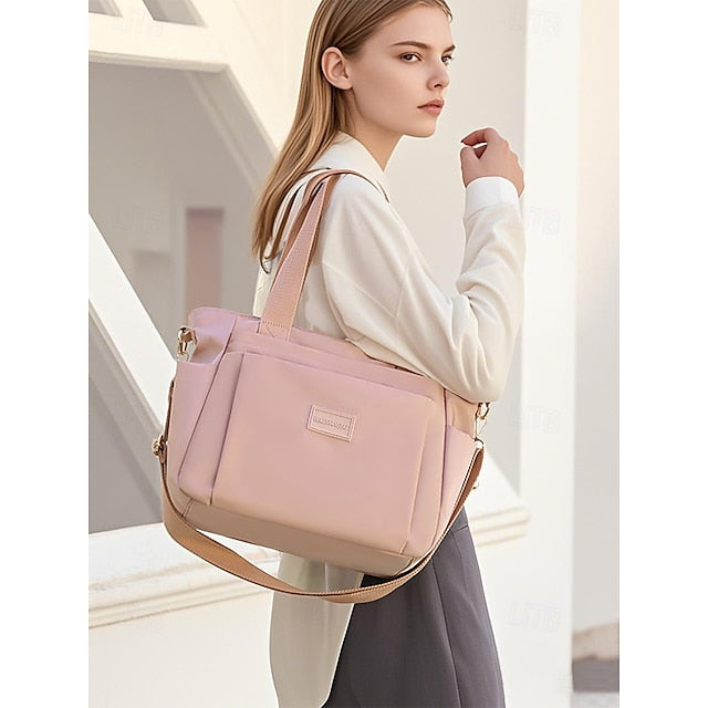 Stylish Waterproof Nylon Tote and Crossbody Bag with Multiple Pockets Light Pink Green Light Green Light Pink-Green-Light Green-Light Purple-Khaki-Grey-Blue-Black-