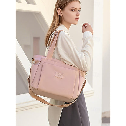 Stylish Waterproof Nylon Tote and Crossbody Bag with Multiple Pockets Light Pink Green Light Green Light Pink-Green-Light Green-Light Purple-Khaki-Grey-Blue-Black-