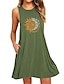 Floral Comfort: Women's Plus Size Casual Cotton Nightgown with Sleeveless Design & Pockets Army Green