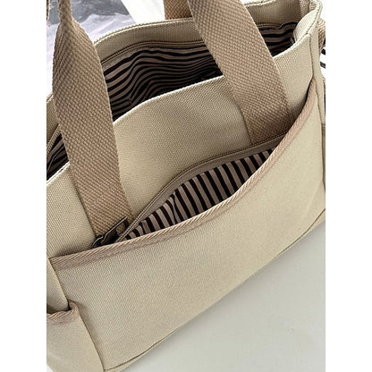 Versatile Women's Canvas Tote Crossbody Bag with Multiple Pockets - Stylish and Spacious for Daily Use Green Black Khaki Green-Black-Khaki-White-