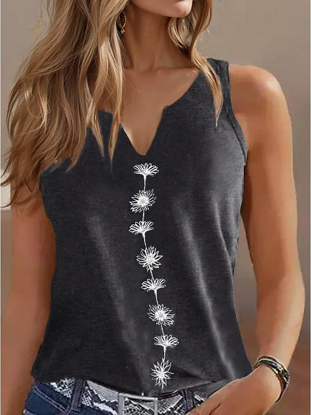 Floral V-Neck Camisole Tank Top for Women - Casual Sleeveless Style in Black, White, and Green White / S White / M White / L White / S-White / M-White / L-White / XL-White / 2XL-Black / S-Black / M-Black / L-Black / XL-Black / 2XL-Green / S-Green / M-Green / L-Green / XL-Green / 2XL-