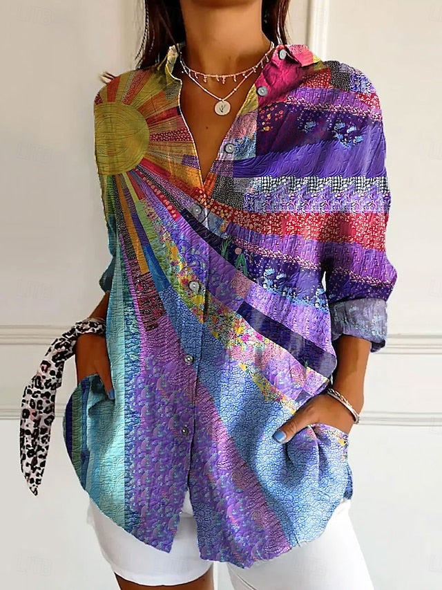 Floral Casual Long Sleeve Women's Shirt - Stylish Blue Button Blue / S Blue / M Blue / L Blue / S-Blue / M-Blue / L-Blue / XL-Blue / 2XL-Purple / S-Purple / M-Purple / L-Purple / XL-Purple / 2XL-Yellow / S-Yellow / M-Yellow / L-Yellow / XL-Yellow / 2XL-Red / S-Red / M-Red / L-Red / XL-Red / 2XL-Pink / S-Pink / M-Pink / L-Pink / XL-Pink / 2XL-White / S-White / M-White / L-White / XL-White / 2XL-